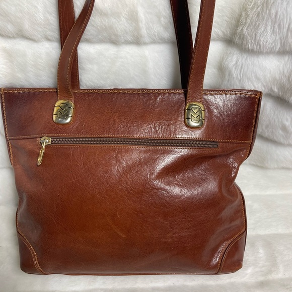 Marino Orlandi Vintage Leather brown Medium shoulder bag with gold tone accents - Picture 6 of 13